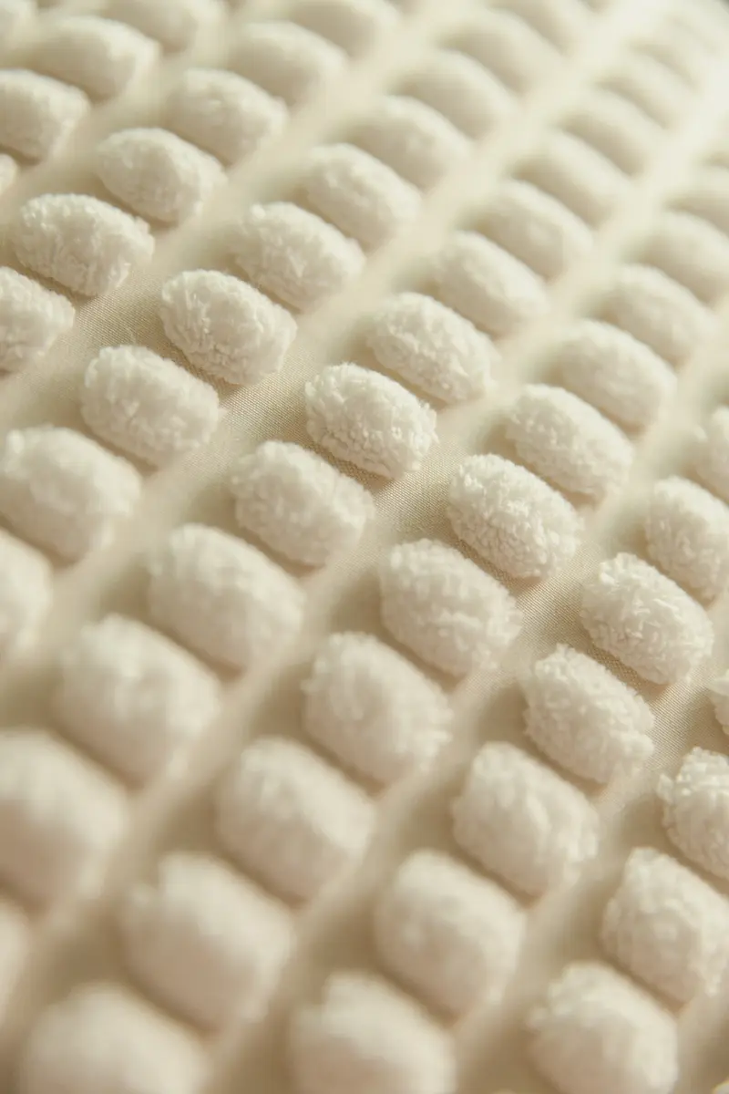 Texture gaufrée nid d'abeille d'un tissu éponge blanc en gros plan