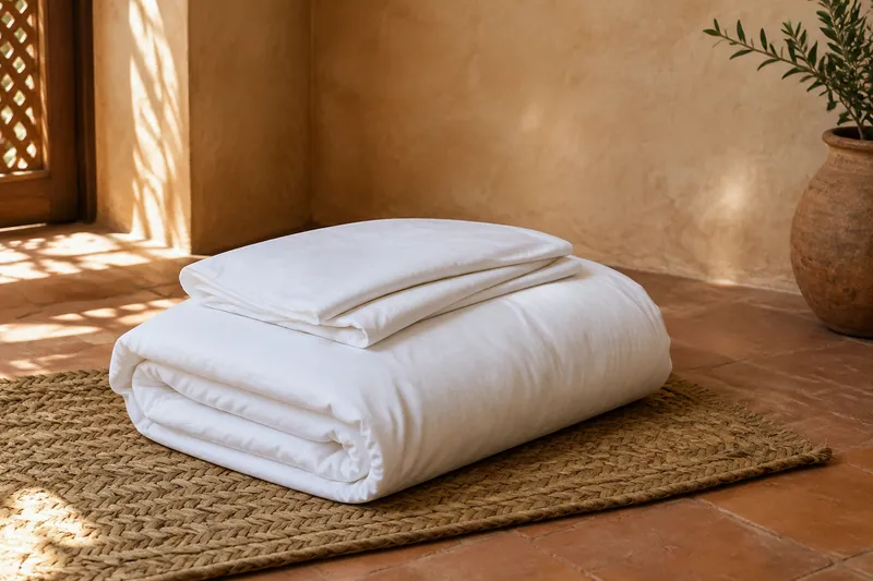 Duvet Set 140: folded white linen, 4 pieces