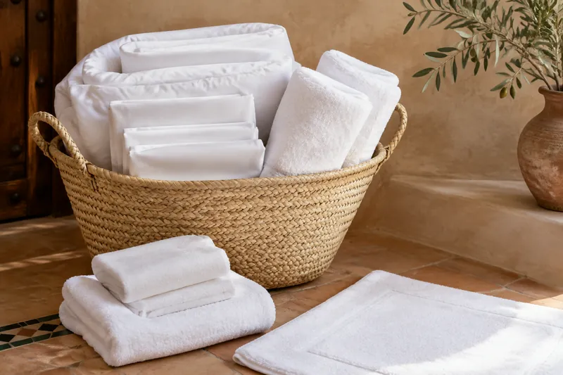 Trousseau de la Mariée : linge blanc plié, 14 pièces