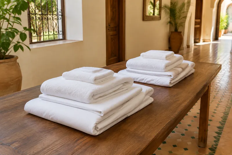 Villa Pack — 2 Bedrooms: folded white linen, 14 pieces