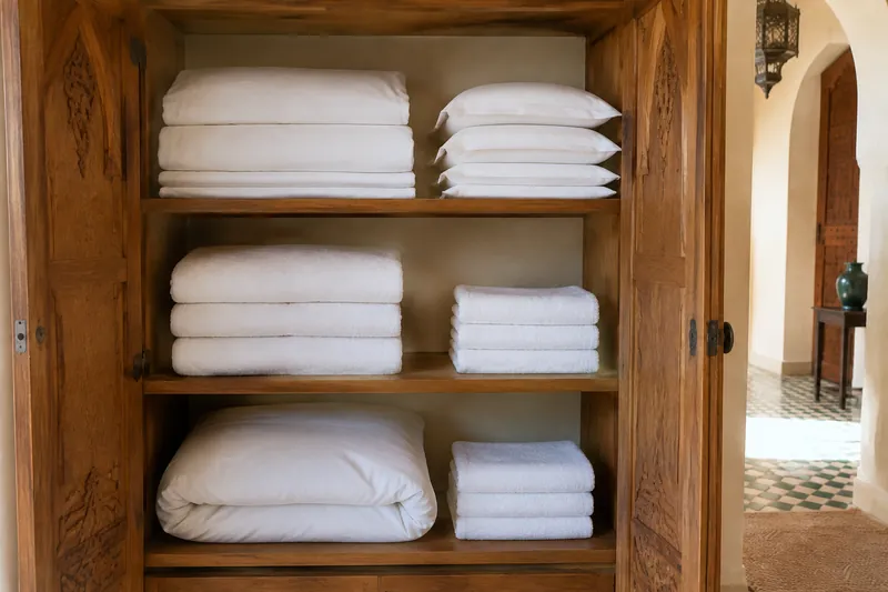 Pack Villa 3 Chambres : linge blanc plié, 21 pièces