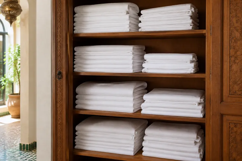 Pack Villa 4 Chambres : linge blanc plié, 28 pièces